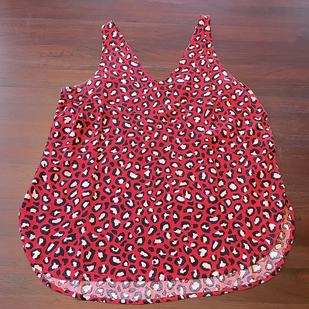 Old Navy red animal print tank top